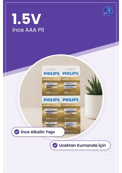 Aaa İnce Alkalin Pil 1.5v Uzaktan Kumanda Oyuncak Saat El Feneri