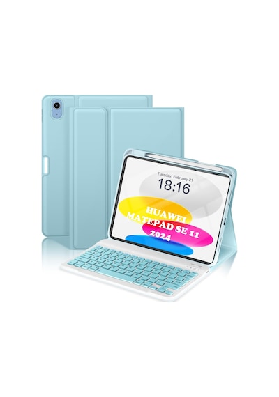 Huawei Matepad Se 11 Inç 2024 Klavyeli Kılıf Q Türkçe Kalem Bölmeli Bluetooth Özellik Standlı