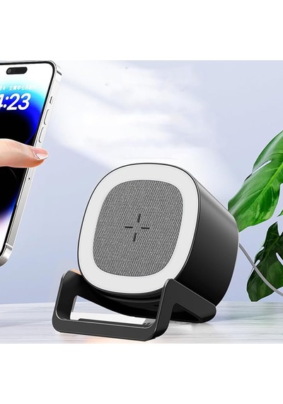 Microcase AL4385 4in1 Kablosuz Şarj Bluetooth Hoparlör Telefon Standı Siyah