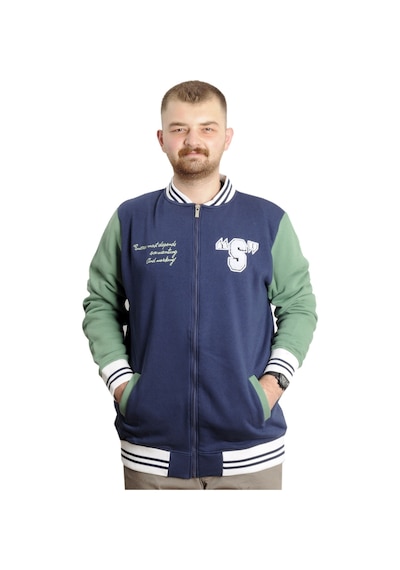 Mode Xl Büyük Beden Erkek Kolej Mont Baskılı Ceket 23631 İndigo İndigo