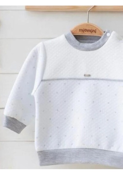 Miomini Baby Erkek Bebek Kapitone Sweatshirt Kadife Pantolonlu Takım-14958 Mavi