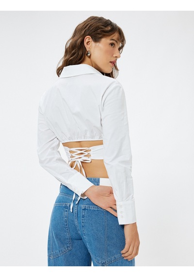 Koton Korse Görünümlü Crop Poplin Gömlek Uzun Kollu Pamuklu Slim Fit Kırık Beyaz 5wak60029pw Ekru Koton Korse Görünümlü Crop Poplin Gömlek Uzun Kollu Pamuklu Slim Fit Kırık Beyaz 5wak60029pw Ekru