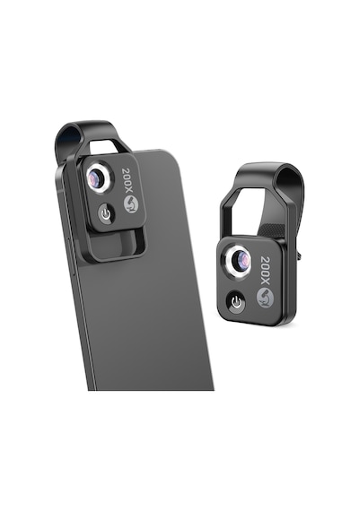 Apexel 200x Büyütmeli Mobil Mikroskop Telefon Lensi Led Işıklı Portatif Tak Çalıştır Polarize Filtreli