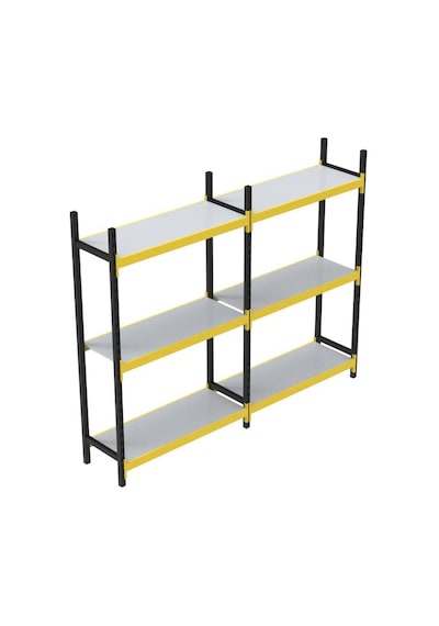 3 Katlı Duble Midi Rack - Ekonomik Depo,arşiv, Kiler Rafı Siyah-turuncu-35x180 Cm-100 Cm Çok Renkli