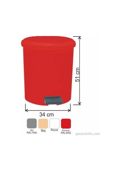 Garanti Metal 7139 Plastik İç Kovalı Yuvarlak Pedallı Çöp Kovası (40 Litre)