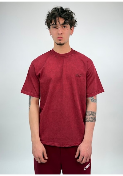 Zaee Nakışlı Oversize Tişört Bordo