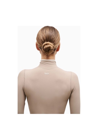 Because Of Alice Base Contrast Trim Zip Up Jacket Şekillendirici Kontrast Detaylı Kadın Ceket Bej