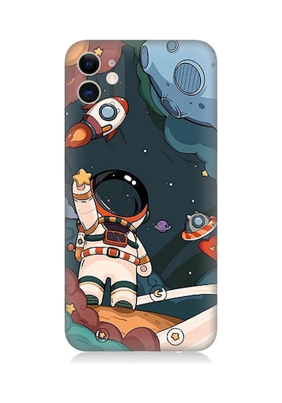 Apple Uyumlu iPhone 11 Silikon Kılıf Sevimli Astronot Uzay Macerası