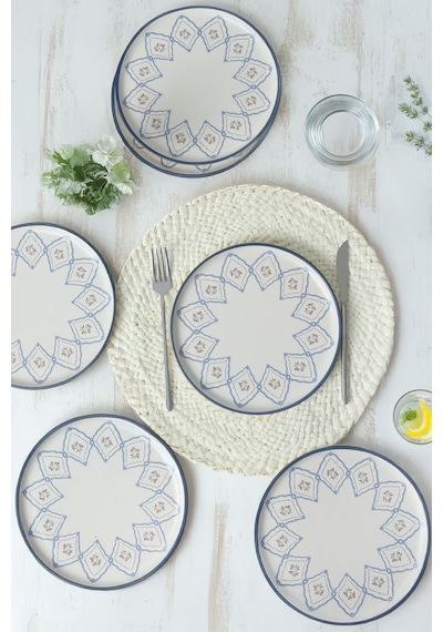Keramika Floral Waves Nordic Pasta Tabağı 22 Cm 6 Adet 22669 Çok Renkli