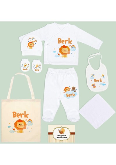 Bk Kids Kişiye Özel Beyaz Hastane Çıkışı, Anneye Hediye, İsimli Bez Çanta, Yeni Doğan Bebek Giyim Hediyesi, 8 Parça Bebek Hediye Seti-4