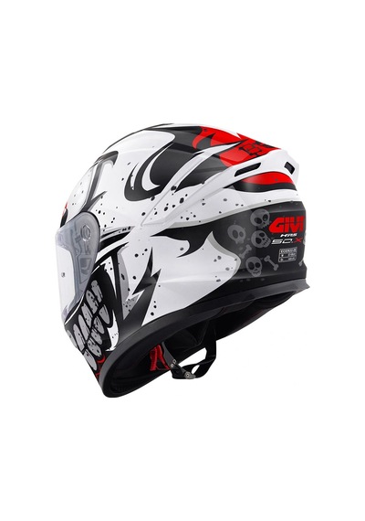 Gıvı 50.x Bones Kask Beyaz Kırmızı