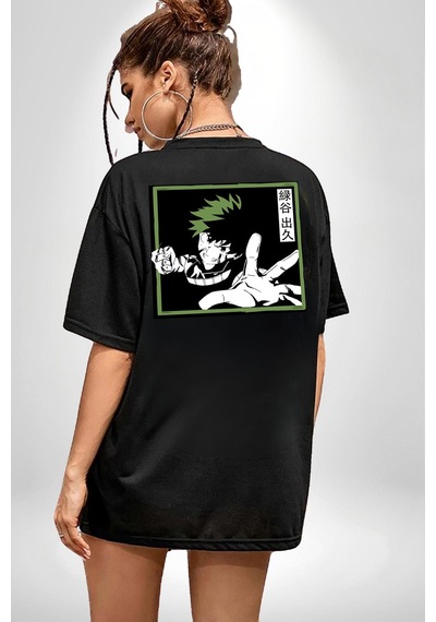 My Hero Academia Dabi Anime Siyah Oversize Unisex Ön Ve Sırt Baskılı Tişört Siyah