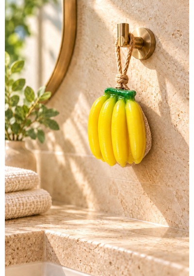 Dekoratif Kokulu Sabun & Peeling Etkili Asılabilir Dekoratif Banyo Sabunu & Muz Şekilli Lifli Katı Sabun 8x7,5x5 Cm - 937750741 Diğer