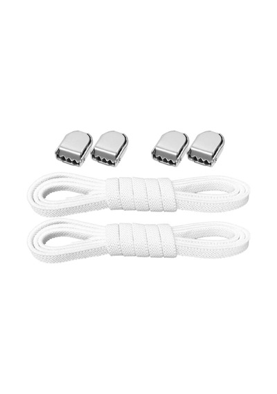 Akıllı Kilitli Ayarlanabilir Beyaz 6 Mm Lastik Pratik Bağcık 1 Çift Beyaz