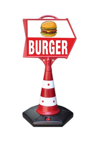 Burger Temalı Ok Uyarı ve Reklam Dubası