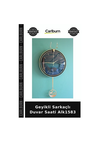 Özel Üretim Dekoratif Salon Ahşap Hediye Modern Geyikli Sarkaçlı Duvar Saati Alk1583