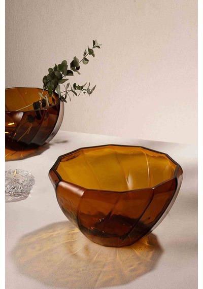 Pasabahce Burgulu Kase Amber 25 Cm Vazo Kahve