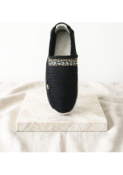 Orifkozmo %100 El Yapımı El Örgüsü Erkek Espadril & Hafif Casual Yazlık Ayakkabı Siyah