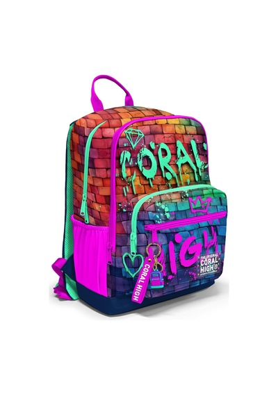 Coral High Pembe Lacivert Grafiti Yazılı Okul Sırt Çantası 23629