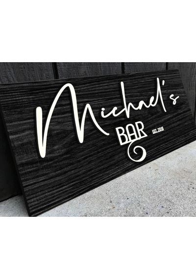 Bk Gift Kişiye Özel Kabartma Tasarım Siyah Ebony Ahşap Bar Tabelası, Home Bar Tabela, Rustik Ev Dekorasyonu, Duvar Dekoru-6 46 X 23 Cm Bitmeyen130905 18975 Bk Gift
