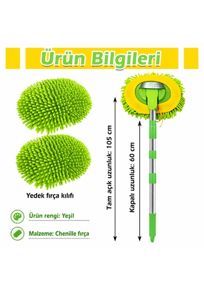 Mikrofiber Araba Yıkama Fırçası, Çiziksiz Temizleme, Uzun Saplı Temizlik, Araba Karavan, Kamyon, Suv Rv Ev İçin