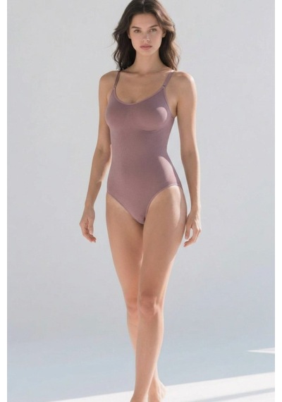 Kadın Poliamid Baskısız Sezonsuz Gül Kurusu Body