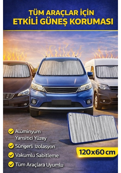 Araba Ön Cam Güneşlik Anti-uv Oto Güneşlik 120 X 60 Cm Araç Gölgelik Oto İçi Vantuzlu