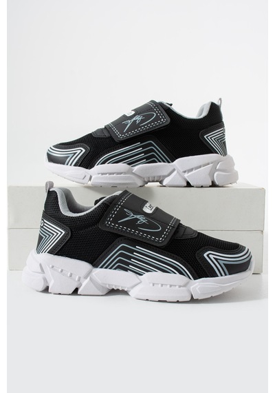 Adımist Çocuk Unisex Rahat Ortopedik Taban Cırtlı Hafif Sneaker Spor Ayakkabı Lento Cırtlı Siyah