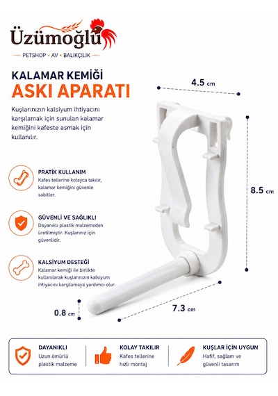 Üzümoğlu 7 Li Kafes Kuşu Aksesuar Seti Akıllı Yemlik, Suluk, Mamalık, Banyoluk, Sebzelik, Ballık Ve Kalamar Askı Aparatı