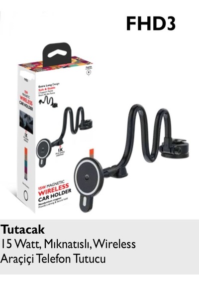 Fhd3 15watt Magnetic Mıknatıslı Wireless Premium Araçiçi Telefon