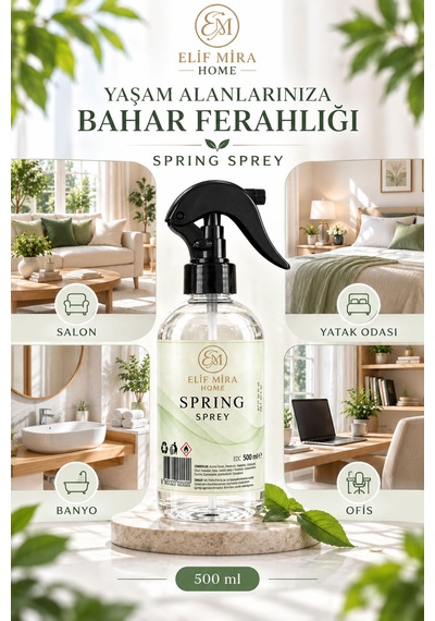 Oda Kokusu Sprey Spring Kalıcı Oda Parfümü 500 Ml Bahar Esintisi
