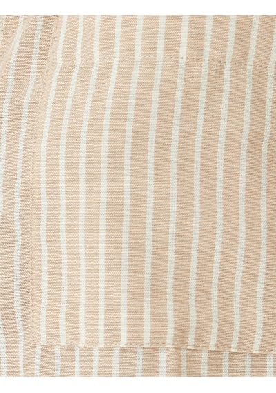 Koton Tek Cep Detaylı Kısa Kollu Çizgili Crop Gömlek Bej Çizgili 5sak60064pw Ekru Çizgili