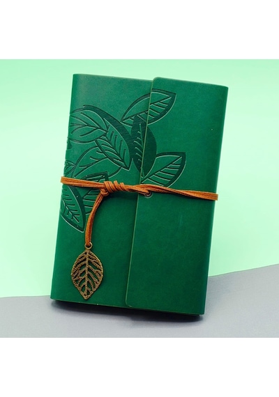 River World Deri Defter Deseni Yeşil Yaprak Çok Renkli