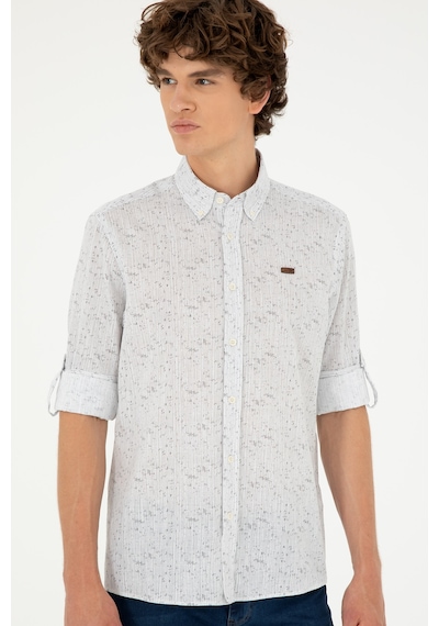 U.s. Polo Assn. Erkek Taş Gömlek Desenli 50288660-vr049 Taş