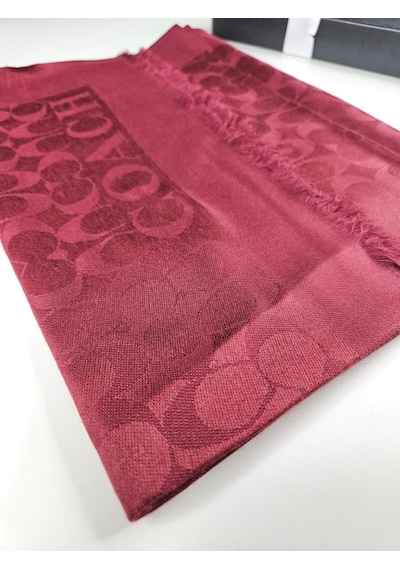 Miorel Scarfs C Desen Çift Taraflı Kaşmir İpek Şal 4 Mevsim Pamuk Şal Bordo