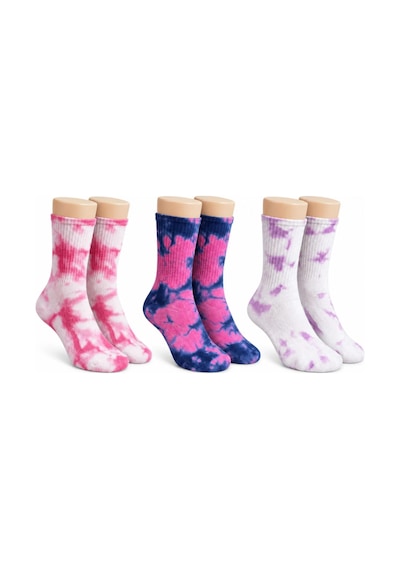 Womanandkids Wak Unisex Batik Desenli Çorap 3'lü Set Pamuklu Renkli Uzun Soket Dikişsiz Nefes Alan Günlük Spor Çorabı Çok  Renkli
