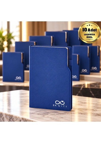 Bk Kurumsal Logonuza Özel 10 Adet 374 Termo Deri Ajanda 2027 - Günlük Kurumsal Ajanda 17x24 Cm Lacivert Beyaz