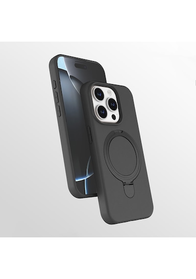 Apple Uyumlu iPhone 14 Pro Max Kılıf M-safe Şarj Özellikli Standlı Zore Samara Kapak Titanyum-gri