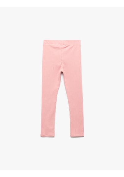 Koton Beli Lastikli Ribanalı Pamuklu Tayt Pembe 7wkg40004ak Gül