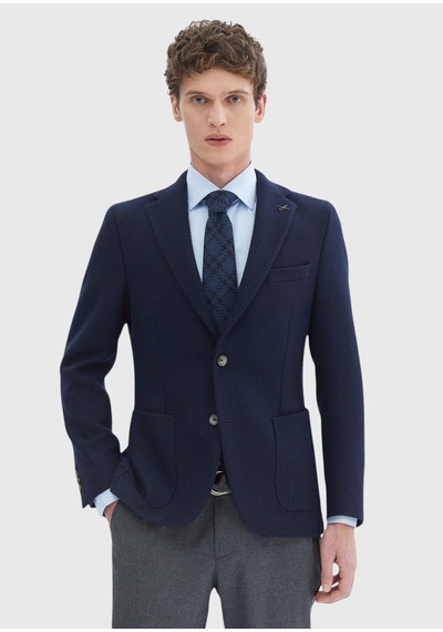Ramsey Lacivert Desenli Shirt Shoulder Slim Fit Yün Karışımlı Örme Ceket Ck-2578 Ramsey Lacivert Desenli Shirt Shoulder Slim Fit Yün Karışımlı Örme Ceket Ck-2578