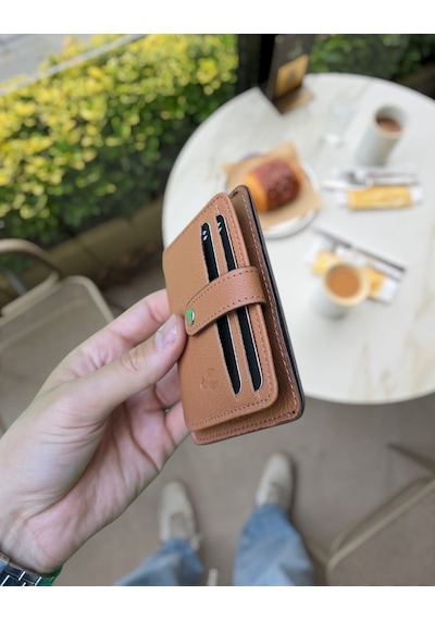 Visso 8600 Hakiki Deri Kartlık Unisex İsme Özel Çanta Kahve Napa