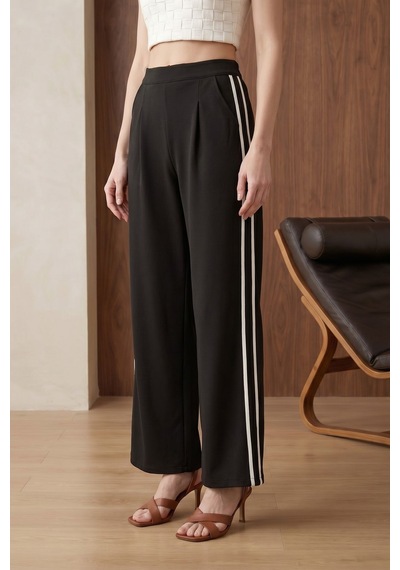 Hiccup My Fashıon Yüksek Bel Pileli Bol Paça Pantolon Siyah