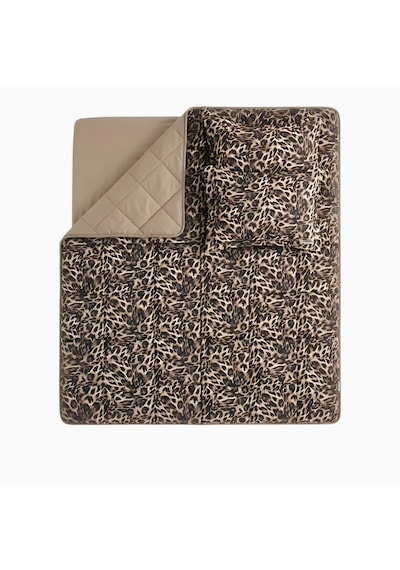 Safari Luxe Çift Kişilik Leopar Desenli Uyku Seti Cappuccino