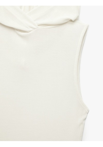 Koton Buzzy Kumaş Basic Kolsuz Kapüşonlu Top Kırık Beyaz 6sak10052uk Ekru