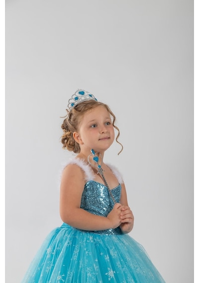 Parti Selesi Elsa Kostüm - Frozen Elbise - Askılı Tarlatanlı Eldiven Taç Asa Mavi Gelinlik Karlar Kıraliçesi Mavi Parti Selesi Elsa Kostüm - Frozen Elbise - Askılı Tarlatanlı Eldiven Taç Asa Mavi Gelinlik Karlar Kıraliçesi Mavi