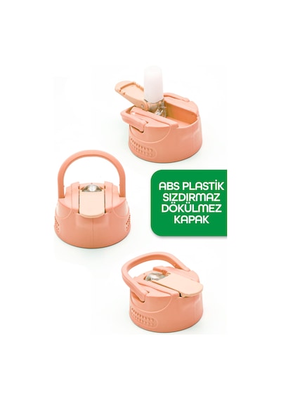 Paslanmaz 304 Çelik Matara Pipetli Motivasyon Matarası Suluğu 304 Çelik Suluk Pembe 750 Ml 1156 Pembe