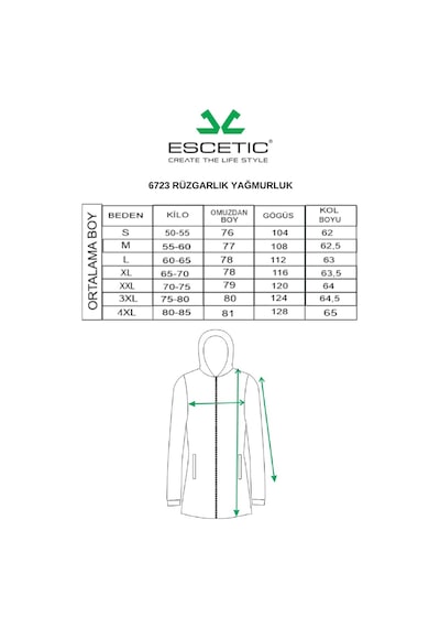 Escetic Kadın Lacivert File Astarlı Cepli Kapüşonlu Spor Rüzgarlık Yagmurluk İnce Ceket 6723-3722-lacivert Lacivert