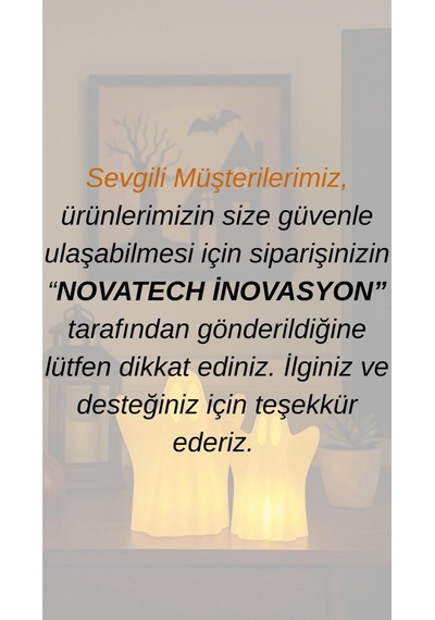 Hayalet Figürlü Dekoratif 2 Li Obje Pilli Mum İle Kullanım Halloween Aksesuarı Ev Dekor Ürünü