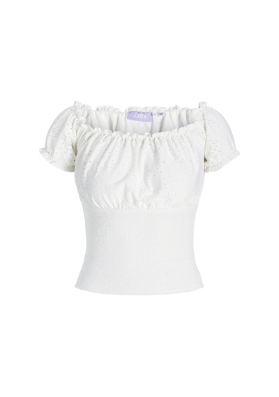 Jack & Jones Kadın Düsük Omuzlu Bluz - Rosey - 12281145 Blanc De Blanc
