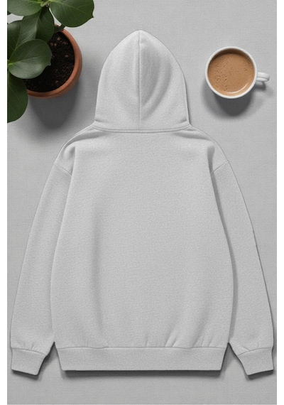 Uyguntarz Unisex Red Mon Cheri Baskılı Kapüşonlu Sweatshirt Gri
